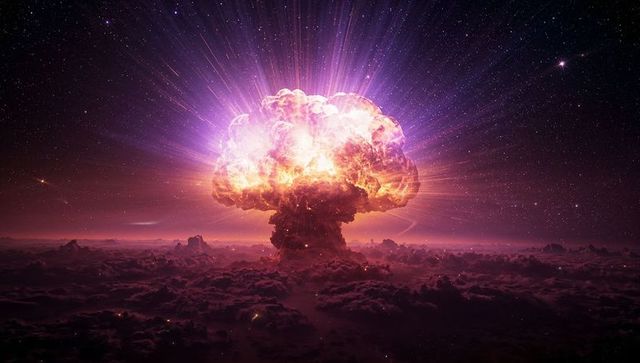 Vivid Cosmic Explosion Mushroom Cloud Over Celtic Horizon