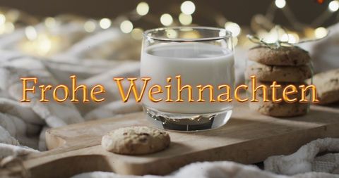 Christmas Milk and Cookies with Frohe Weihnachten Text - Download Free Stock Images Pikwizard.com