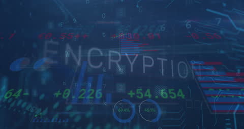 Technology Data Processing Animation with Encryption Text