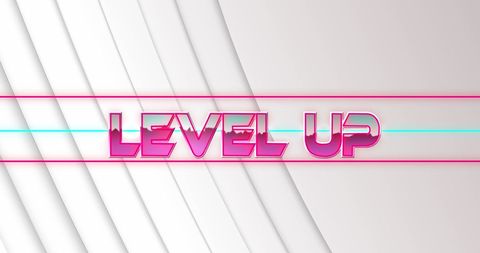Level Up Text Overlay on Geometric Grey Background