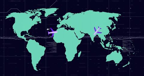 Global Travel Concept with Airplanes on World Map Background - Download Free Stock Images Pikwizard.com