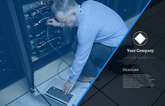 IT Specialist Troubleshooting Server Networks with Laptop - Download Free Stock Templates Pikwizard.com