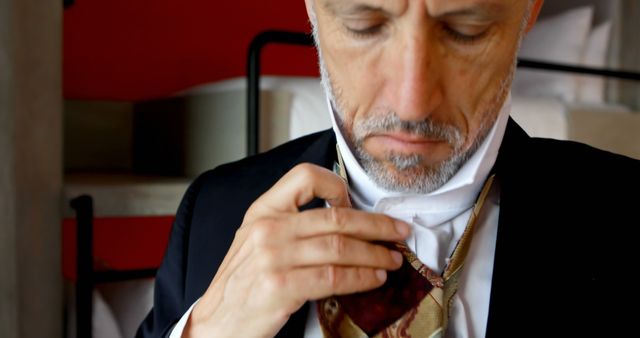 Mature Businessman Adjusting Tie - Download Free Stock Images Pikwizard.com