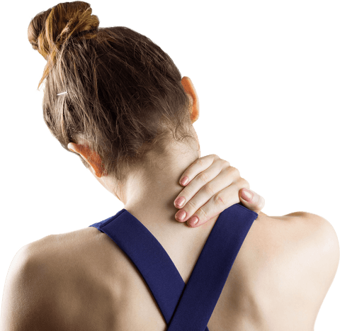 Transparent Image of Athlete Touching Neck with Discomfort