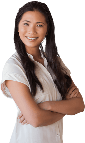 Confident Businesswoman with Crossed Arms on Transparent Background