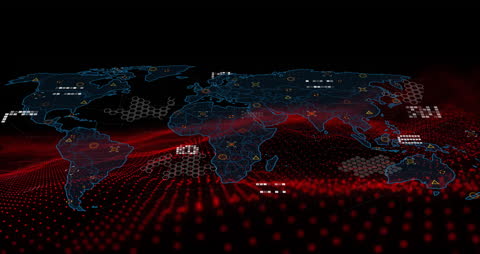 Futuristic Digital Map with Circuit Board Pattern