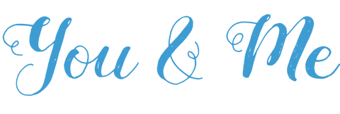 Romantic You and Me Text in Blue on Transparent Background
