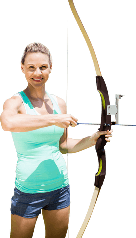 caucasian sportswoman aiming with bow on transparent background - Download Free Stock Videos Pikwizard.com