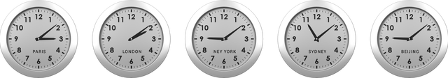 Set of Five Transparent Time Zone Clocks on White Background - Download Free Stock Videos Pikwizard.com