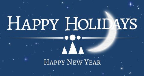 Happy Holidays Greeting with Night Sky and Crescent Moon - Download Free Stock Images Pikwizard.com