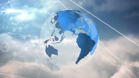 Digital Network Connections Surrounding Rotating Earth