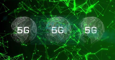 Triple 5G Network Visualization with Green Futuristic Links