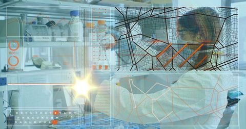 Scientist Working with Advanced Data and Biotechnology Tools