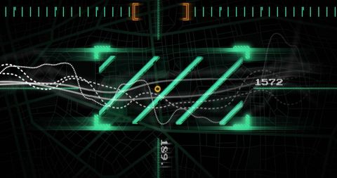 Abstract digital data processing on black screen