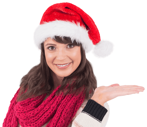 Festive Woman in Santa Hat with Transparent Background - Download Free Stock Videos Pikwizard.com
