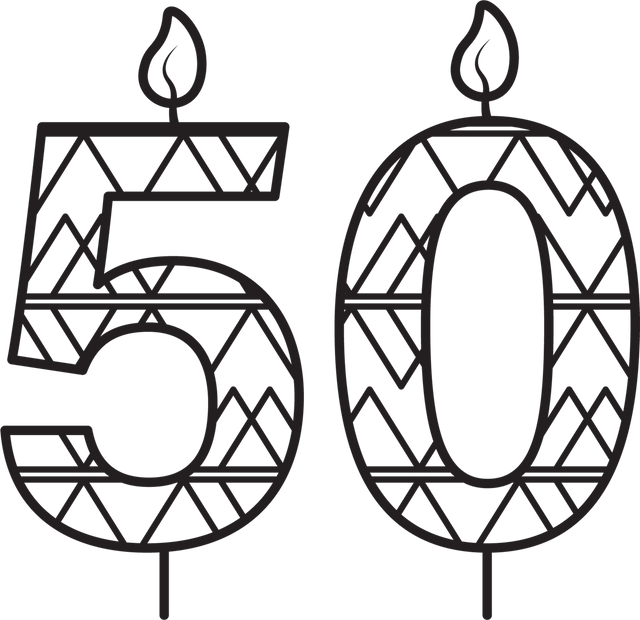 Black 50 Birthday Candle with Pattern on Transparent Background - Download Free Stock Videos Pikwizard.com