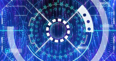 Futuristic Neon Interface with Circular Grid Elements - Download Free Stock Images Pikwizard.com