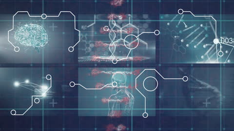 Futuristic Digital Human and DNA Technology Interface