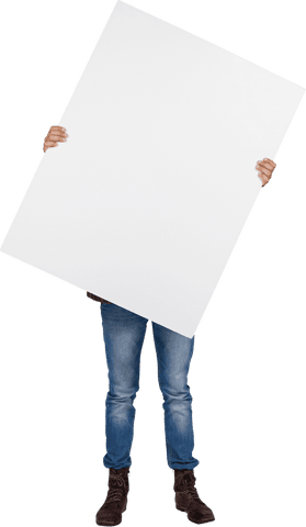 man in jeans holding large blank transparent signboard - Download Free Stock Videos Pikwizard.com