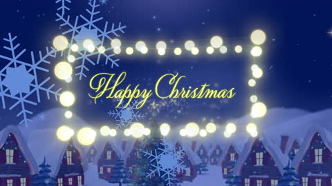 Festive Winter Scene with Snowfall and Christmas Message
