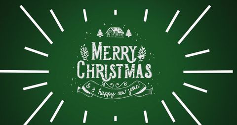 Vintage Merry Christmas Design on Green Background