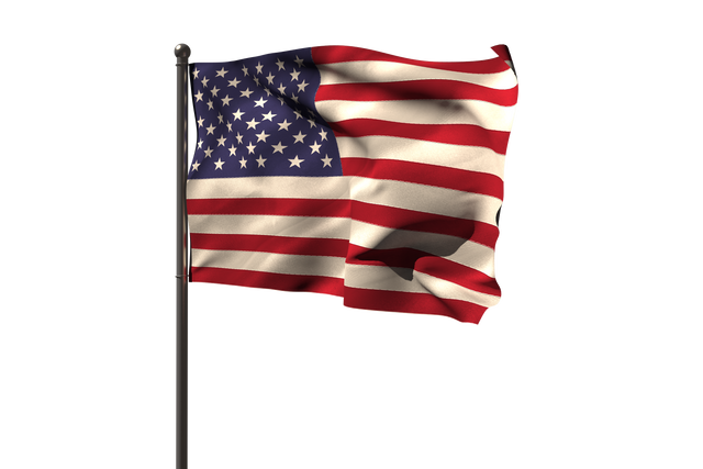 Transparent US Flag Waving on Flagpole Isolated on White - Download Free Stock Videos Pikwizard.com