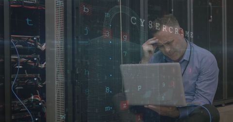 Server Technician Analyzing Data with Digital Overlay in Data Center - Download Free Stock Images Pikwizard.com