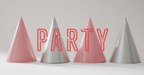 Colorful party hats celebrating festive celebrations