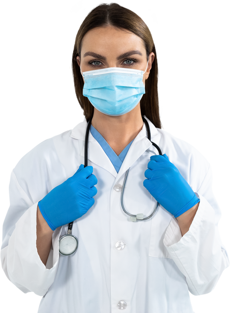 Transparent Female Doctor with Mask and Gloves Holding Stethoscope - Download Free Stock Videos Pikwizard.com