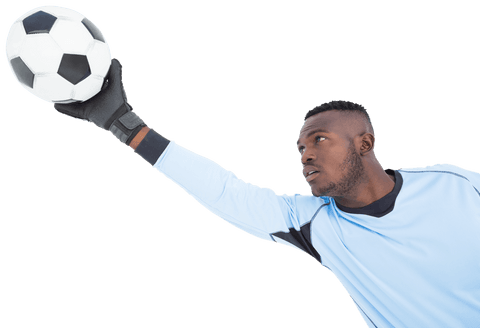 Transparent image goalkeeper stretching saving ball motion
