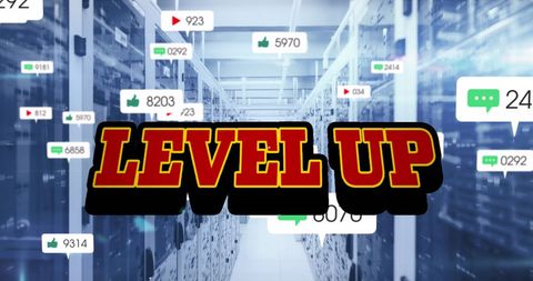 Level Up Text with Growing Numbers in Server Room