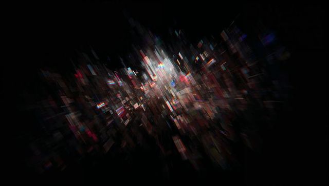 Dynamic Explosion of Abstract Light Shards in Digital Space
