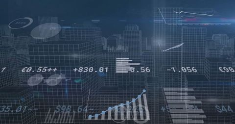 Digital Financial Data Processing Over Futuristic Cityscape - Download Free Stock Images Pikwizard.com