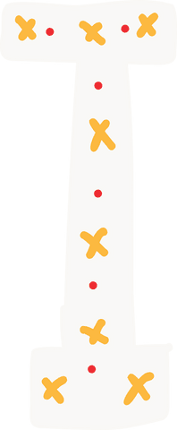 Playful Transparent Letter T with Crosses and Dots