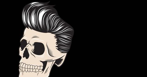 Stylish Skull with Voluminous Hair on Black Background - Download Free Stock Images Pikwizard.com