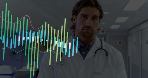 Doctor Analyzing Digital Data with Determined Focus