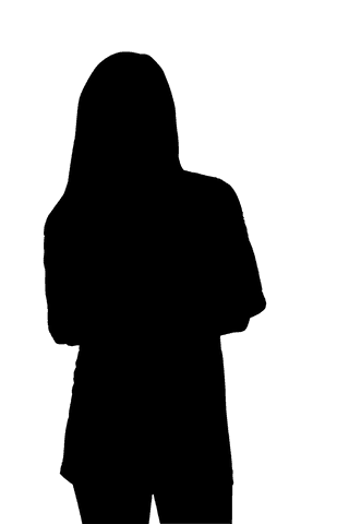 Silhouette of active woman in motion transparent background