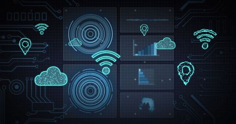 Digital Cloud Computing and Data Processing Interface - Download Free Stock Images Pikwizard.com