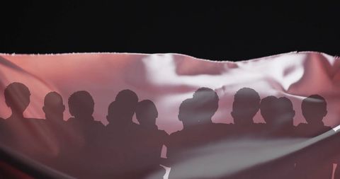 Abstract Silhouettes in Dynamic Red Cloth Movement