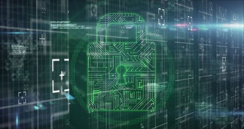 Digital Security Concept with Padlock and Data Processing Elements - Download Free Stock Images Pikwizard.com