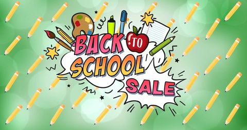 Back to School Sale Promotional Banner on Green Background