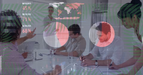 Innovative Business Meeting with Data Overlay