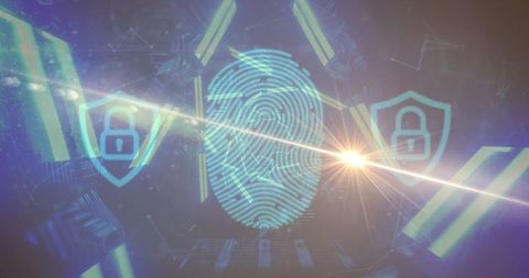 Futuristic Fingerprint Interface with Cybersecurity Elements - Download Free Stock Images Pikwizard.com