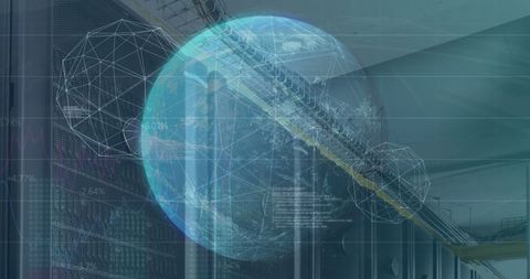 Abstract Technology Network Concept with Earth and Data Server - Download Free Stock Images Pikwizard.com
