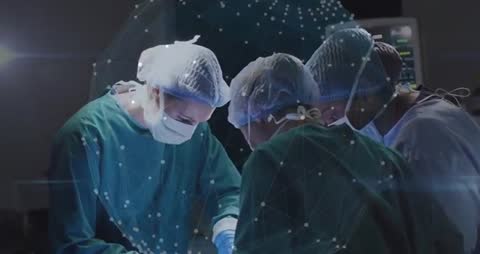 Surgeons Performing Operation with Technology Overlay