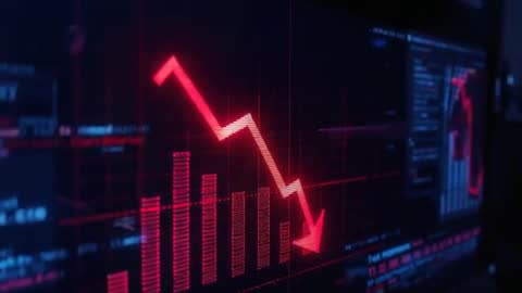 Red market crash graph tracking steep stock decline on trading dashboard live feed