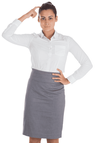 Confused Hispanic Businesswoman Standing Transparent Background