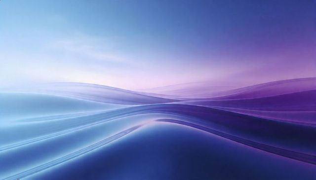 Glassy Layered Wavescape Abstract Gradient Wallpaper Blue Purple Tranquil Minimalist