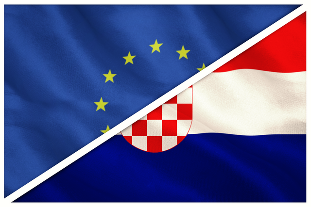 Transparent Close-Up of European Union and Croatian Flags Diagonal Split - Download Free Stock Videos Pikwizard.com