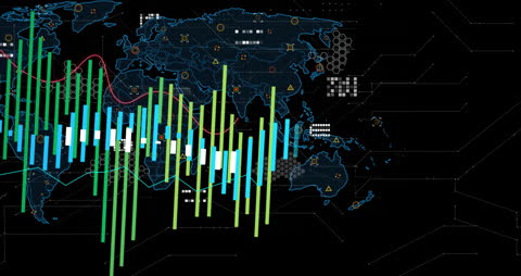 Global Financial Data Processing with Illustrative World Map